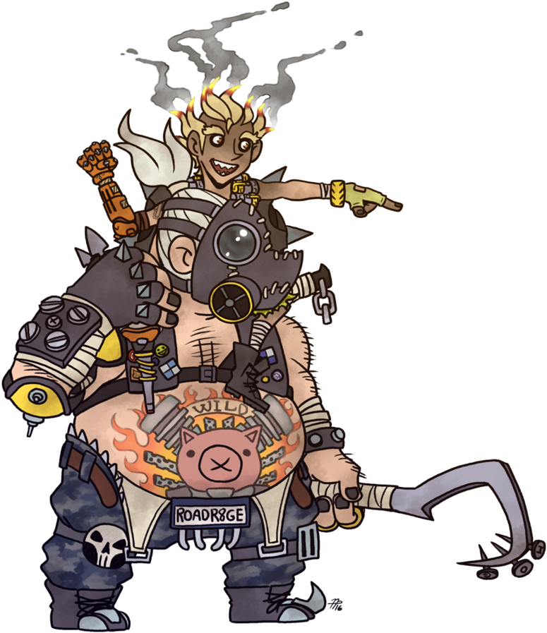 Junkrat And Roadhog By Roseannepage On Deviantart Clip - Junkrat And Roadhog Png (859x931), Png Download