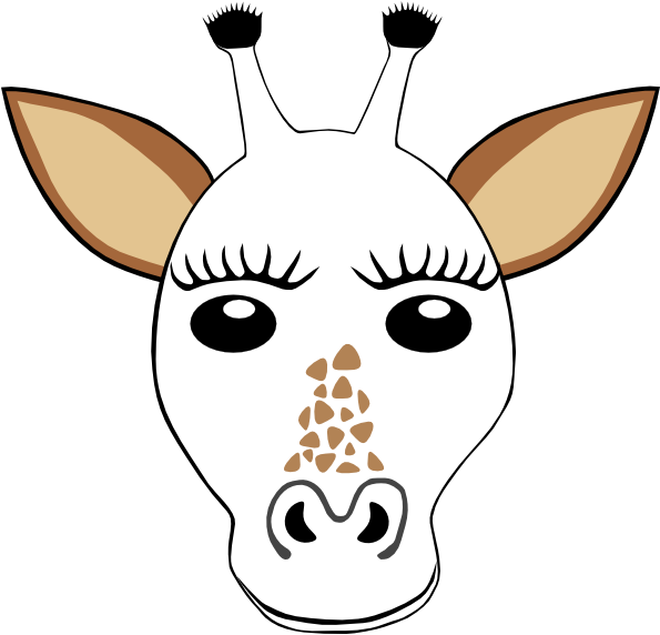 Donkey Clipart Face Mask - Giraffe Head Coloring Pages (594x598), Png Download