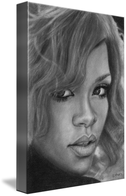 Rihanna Portrait Pencil Drawing By David Rives - Drawing (419x650), Png Download
