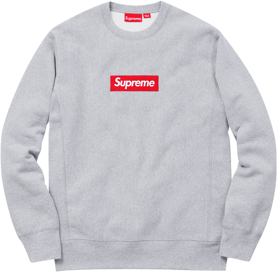 Supreme Box Logo Crewneck - Grey Supreme Crewneck (915x900), Png Download