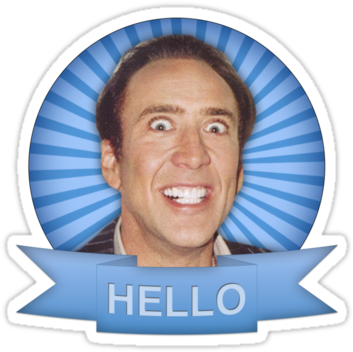 Nicolas Cage Face Cut Out Cage Face Cut Out Nicolas - Nicolas Cage - Hello Wbanner (375x360), Png Download