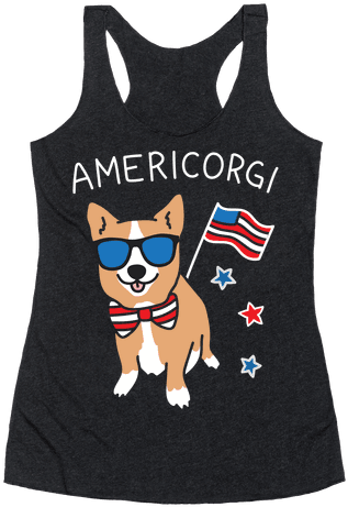 Americorgi Patriotic Corgi Racerback Tank Top - Workout So I Can Eat Garbage (484x484), Png Download