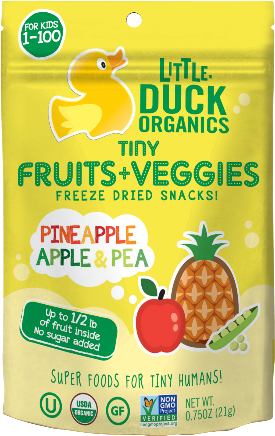 Pineapple, Apple & Pea Tiny Fruits Veggies - Little Duck Snacks (1243x1628), Png Download