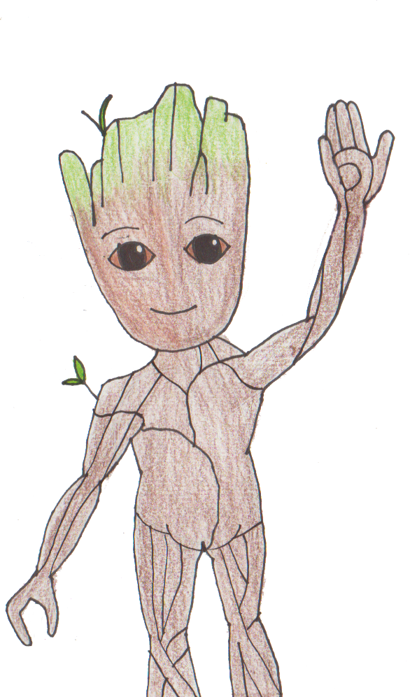 Baby Groot By Pichu - Comics (586x997), Png Download