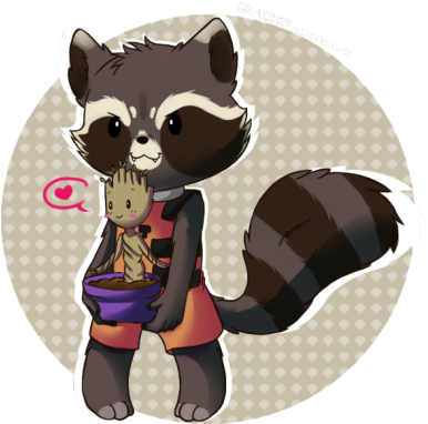 Cf - Rocket Y Groot Dibujos (399x434), Png Download