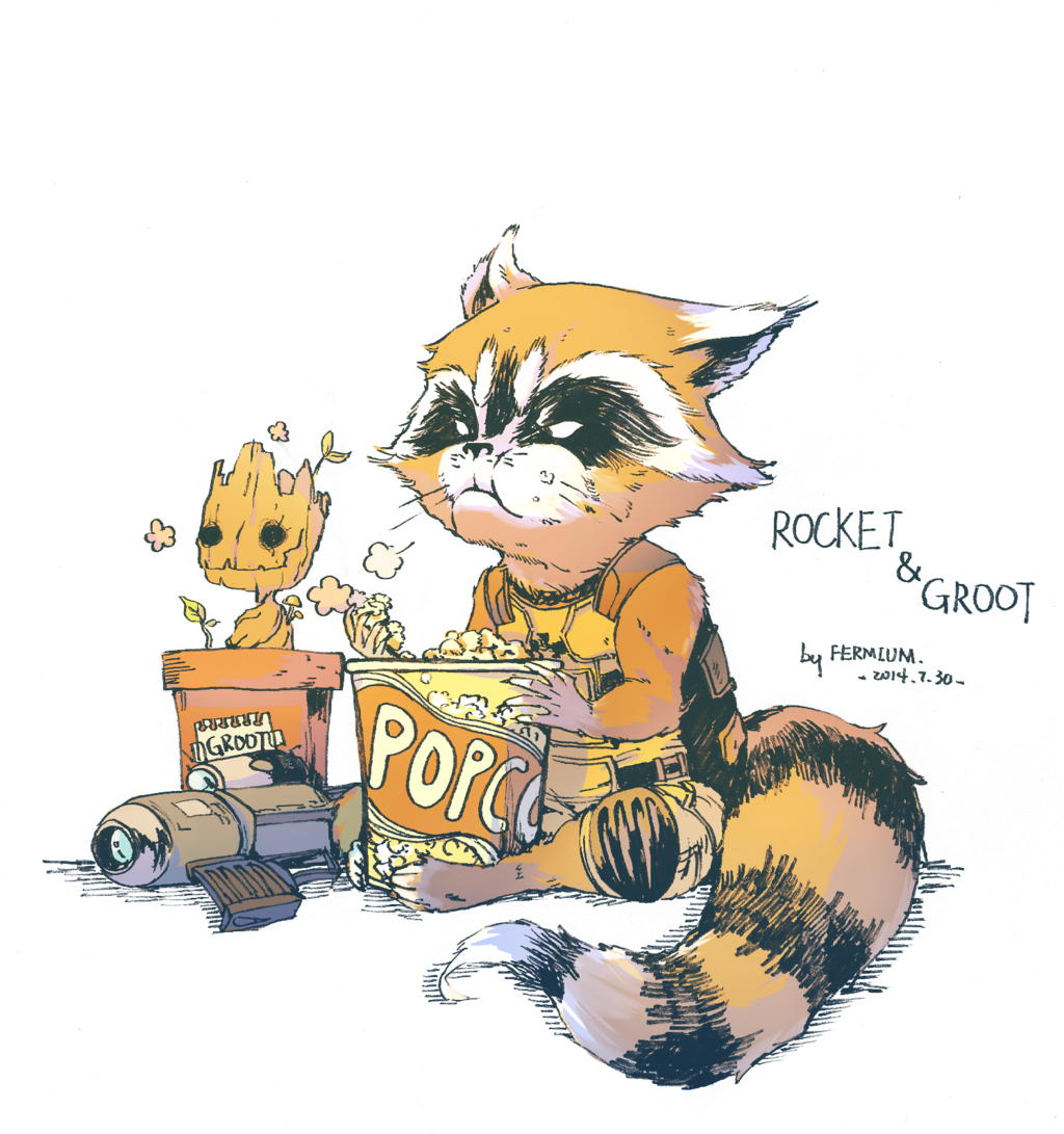 Rocket Raccoon Clipart Groot Rocket - Groot And Rocket Cute (1024x1091), Png Download