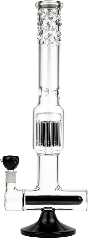 Stemless Inline Perc Glass Bong With Double Ring 18-arm - Straight Tube With Inline Percs (1000x1000), Png Download