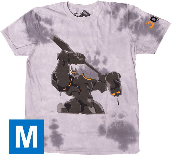 Overwatch Reinhardt Spray Decal Men's T Shirt - Overwatch Reinhardt Hammer Down Spray Tee Shirt (600x600), Png Download