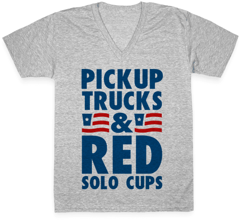 Pickup Trucks And Red Solo Cups V-neck Tee Shirt - T-shirt (484x484), Png Download