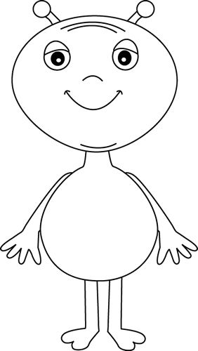 Black And White Alien Clip Art - Aliens Clipart Black And White (282x500), Png Download