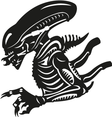 Pegatina En Vinilo Recortado Para Coche, Moto, Cristal - Alien Xenomorph Black And White (400x400), Png Download