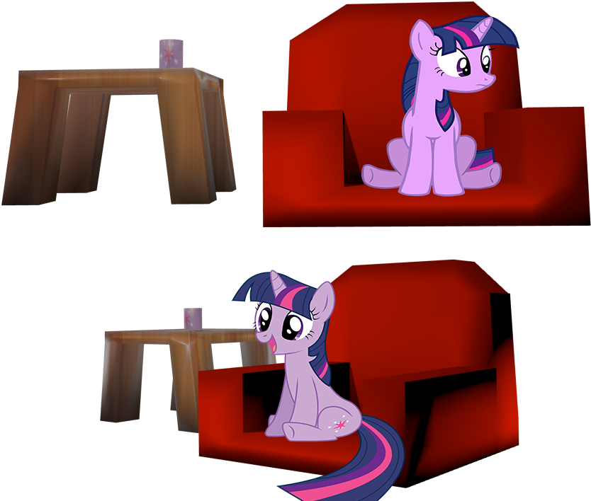 3d, Blender, Chair, Cup, Low Poly, Safe, Solo, Table, - Twilight Sparkle Sitting (960x735), Png Download