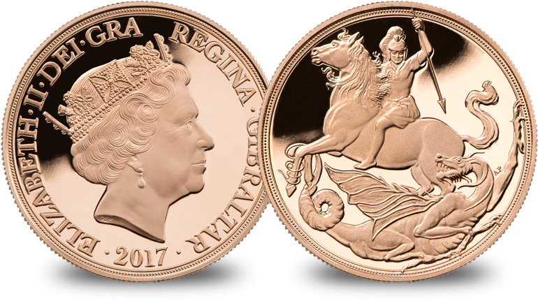 2017 Quarter Sovereign - 2017 Gibraltar Gold Sovereign (1000x500), Png Download