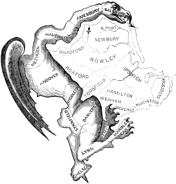 Voting Drawing Hand - Gerrymandering Massachusetts (593x622), Png Download