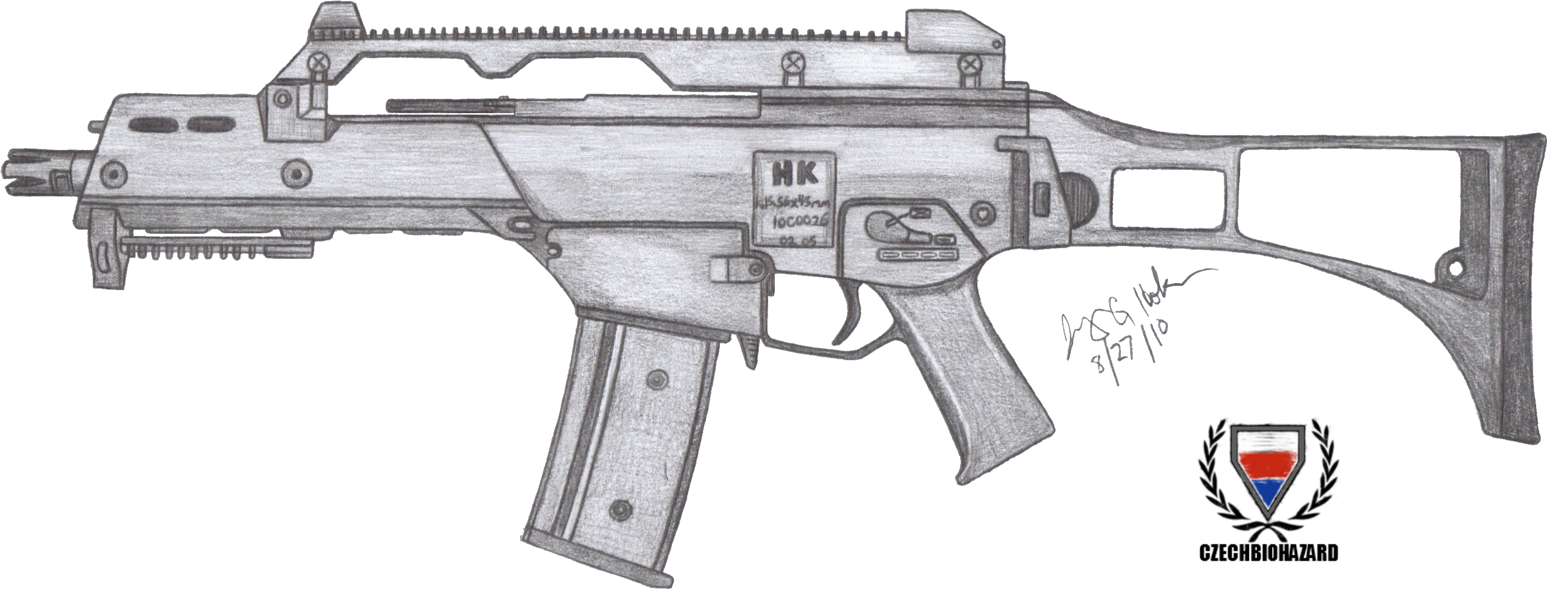 Artists Drawing Gun For Free Download On Mbtskoudsalg - Drawings Of G36c (3300x1511), Png Download