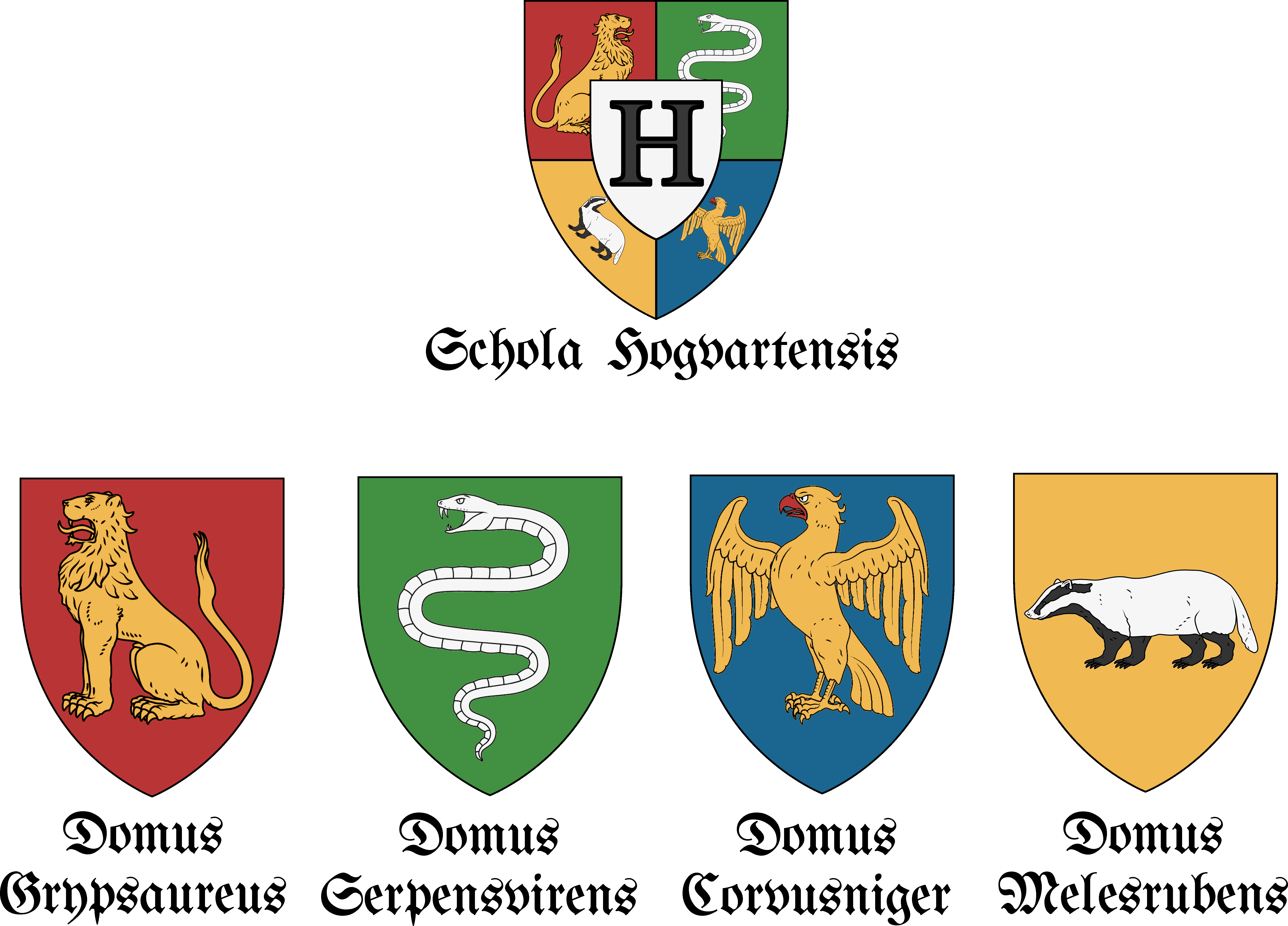 Fictionalarmorial Of Hogwarts - Hogwarts Heraldry (5912x4252), Png Download