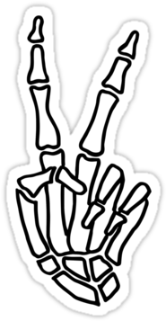 Drawn Peace Sign Hand Transparent - Skull Hand Peace Sign (375x360), Png Download