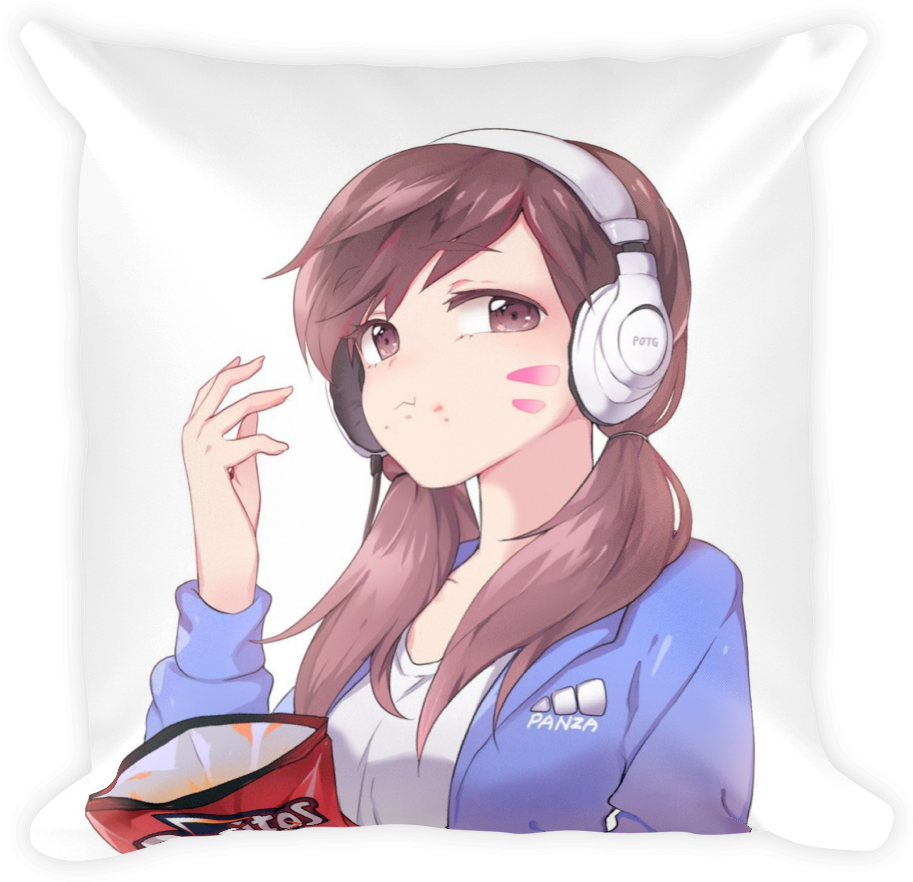 Va Eating Doritos - Simple D Va Drawing (1000x1000), Png Download