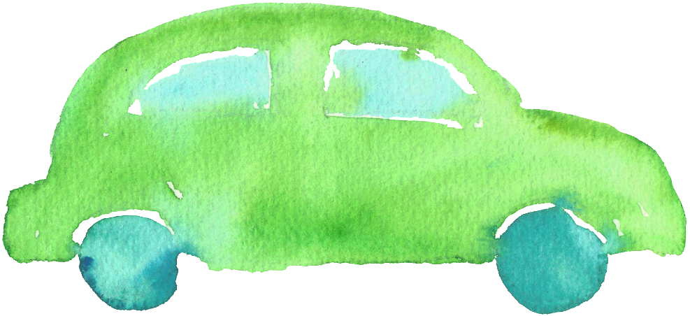 Green Watercolor Sedan Transparent Decorative - Car (1024x497), Png Download