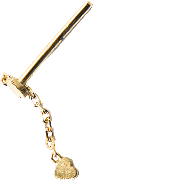 Imagen De Single Broken Double Heart Chain Stud Earring - Body Jewelry (1000x1000), Png Download