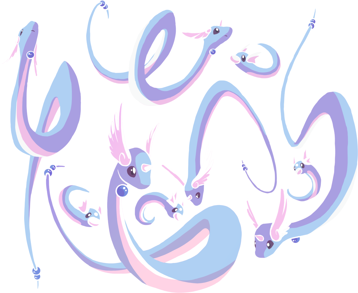 Pastel Noodle Dragons - Dragonair (500x403), Png Download