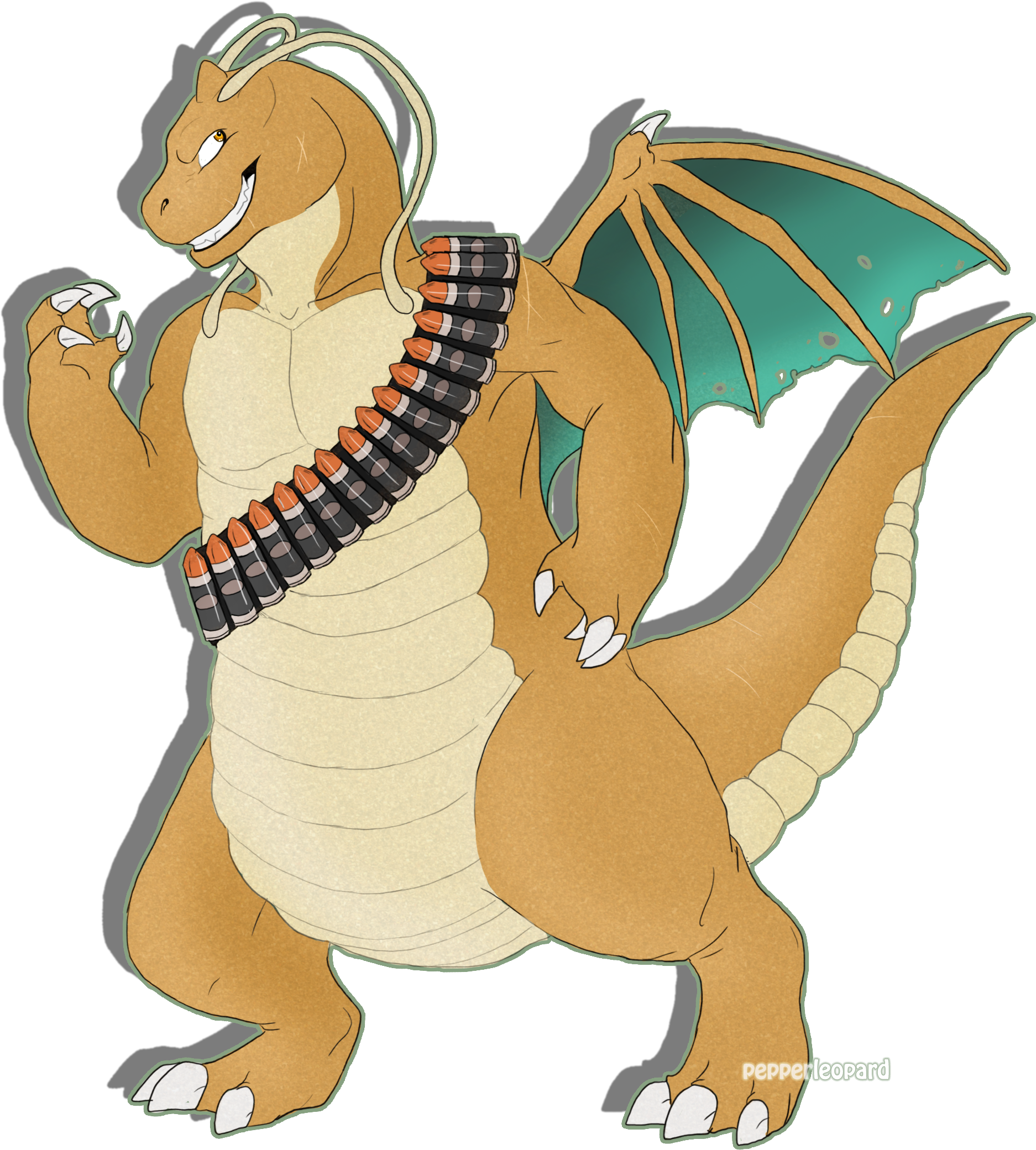 Heavy Weapons Dragonite - Cartoon (1873x2139), Png Download