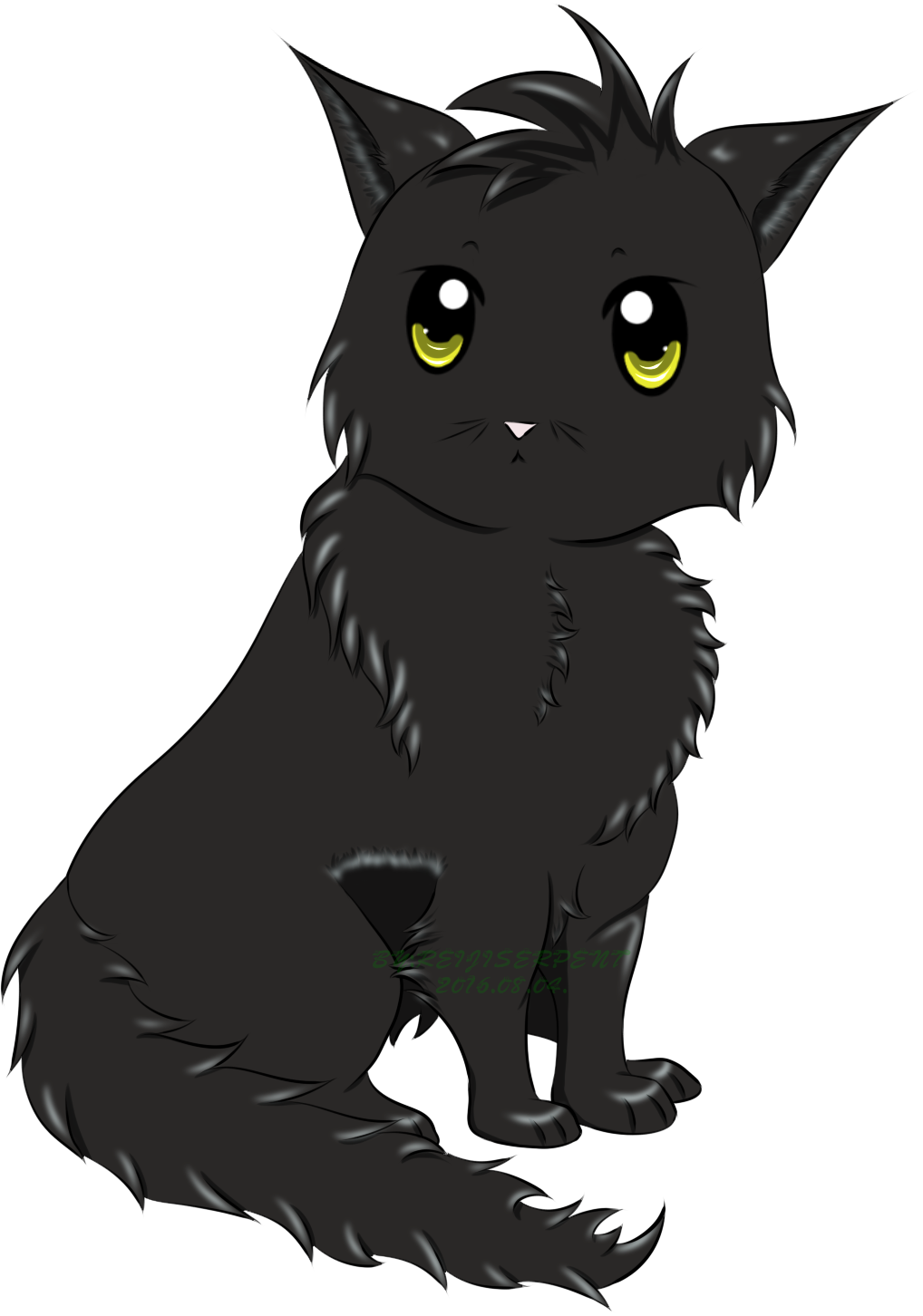 Anime Cat Png - Anime Black Cat Png (1018x1452), Png Download
