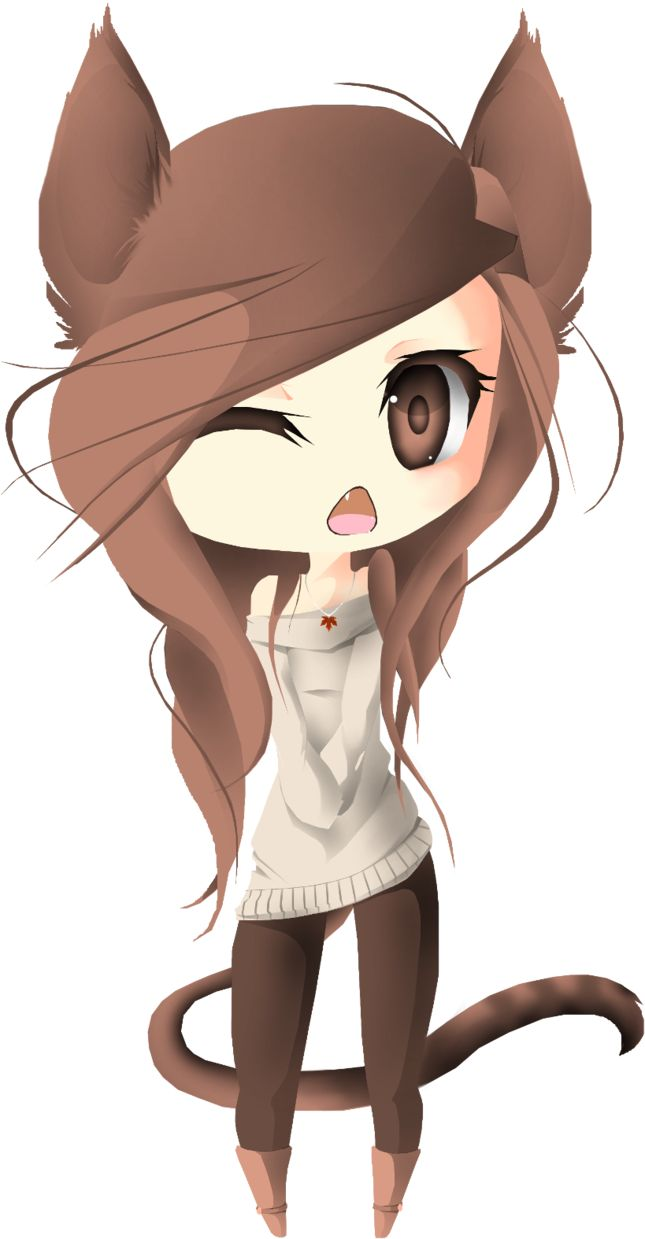 Kawaii Anime Cat Ears - Chibi Girl Neko (645x1239), Png Download