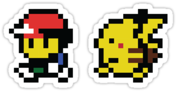 Ash & Pikachu Pixel Design - Ash And Pikachu Pixel Art (375x360), Png Download