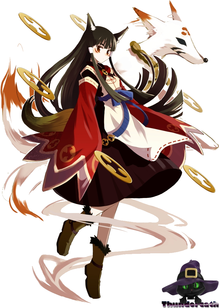 Fox Girl Psd68008 - Anime Cat Girl Mage (814x1100), Png Download