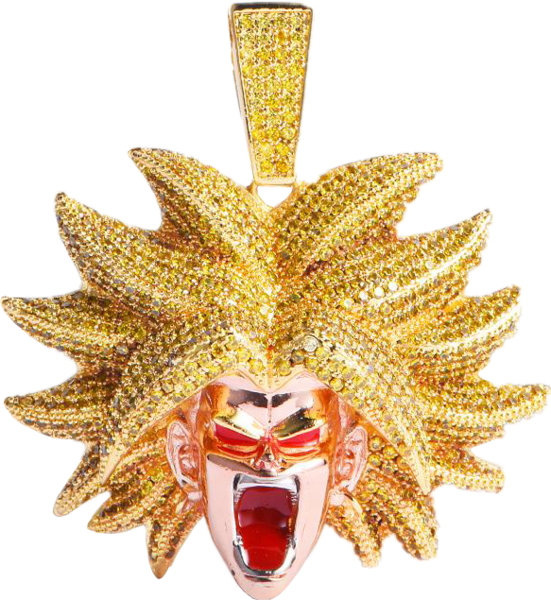 Share This Image - Iced Out Vegeta Pendant (551x600), Png Download