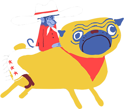 Monkey & Pug - Pug Gumball (471x414), Png Download