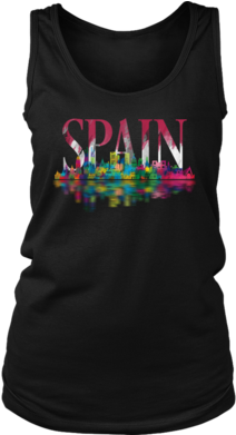 Spain Skyline Watercolor Horizon Sunset Love Spanish - T-shirt (390x390), Png Download
