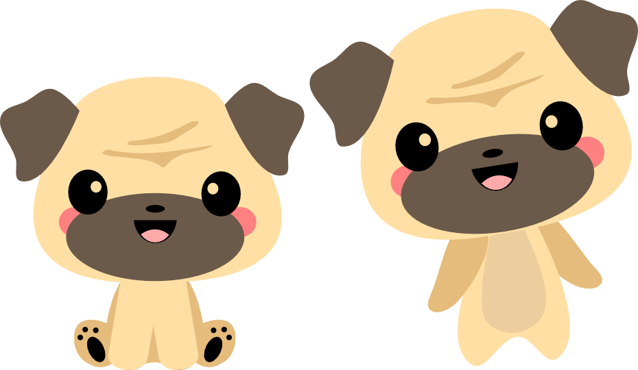 Clipart Royalty Free Download Kawaii Clipart Pug - Pug Kawaii (930x540), Png Download