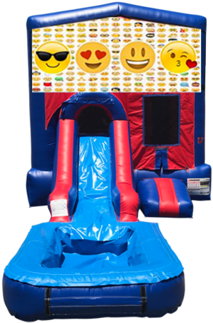 Emojis Mini Red & Blue Bounce House Combo W/ Single - Pj Mask Water Slide (394x480), Png Download