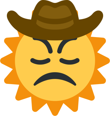 Sun Emoji Extremely Frowning With Determined Eyes Wearing - Sun Emoji Smile (465x488), Png Download