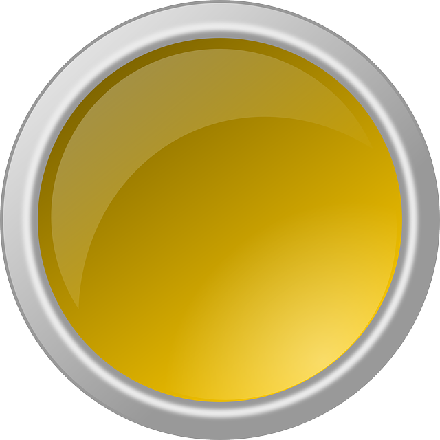 Button, Glossy, Round, Circle, Yellow, Ocher - Push Button Yellow Png (640x640), Png Download