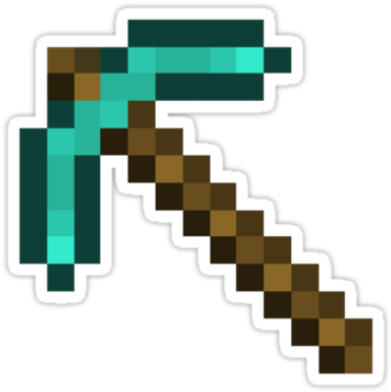 Minecraft Diamond Pickaxe By Legitbit - Minecraft Pickaxe No Background (375x360), Png Download
