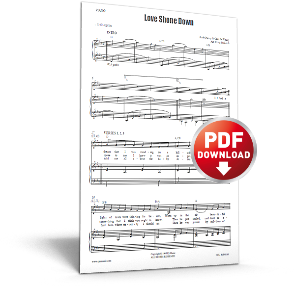 Love Shown Down - Love Shone Down Piano Score (600x600), Png Download