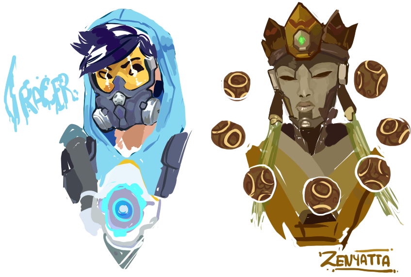 “tracer & Zenyatta In The Skins I Hope To Get One - Cartoon (898x603), Png Download