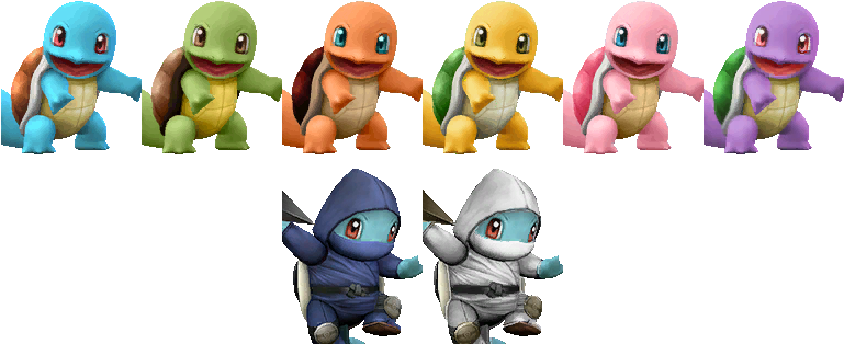 Squirtle's Alternate Costumes In Pm - Squirtle Brawl (768x320), Png Download