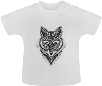 Foxy Wolf Ornate Animal Drawing Baby Classic T-shirt - Ornate Foxy Wolf 15" Laptop Sleeve (500x500), Png Download