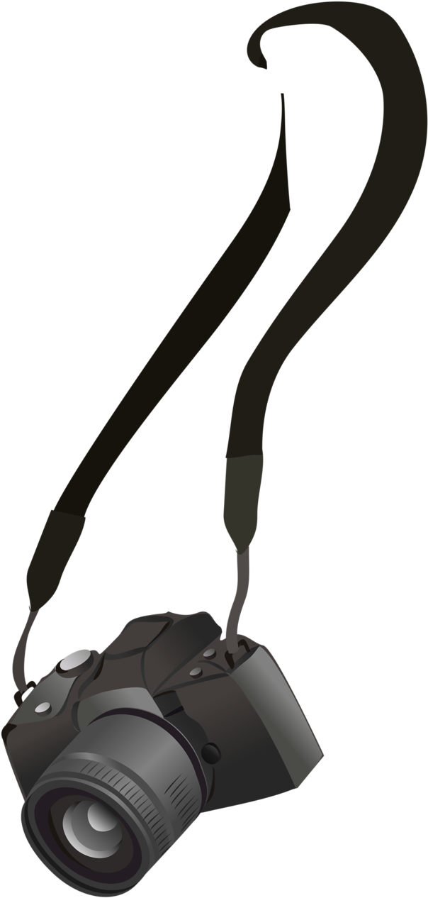 Camera With Strap Clipart (626x1280), Png Download
