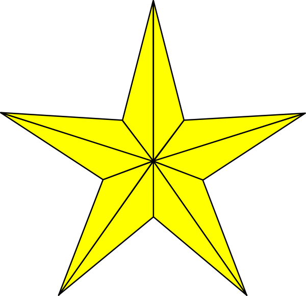Yellow Lined Star - Connect The Dots Star (600x580), Png Download