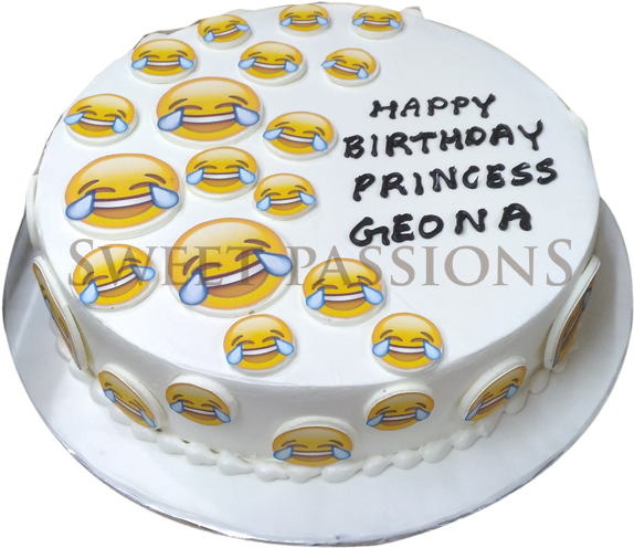 Mix Emojis Cake - Birthday Cake (600x577), Png Download