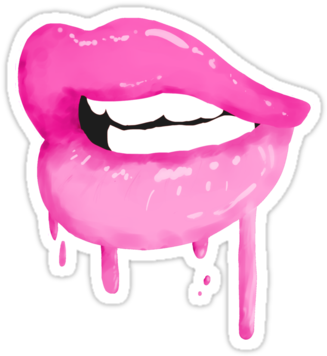 Source - - Hot Pink Lips Sticker (375x360), Png Download