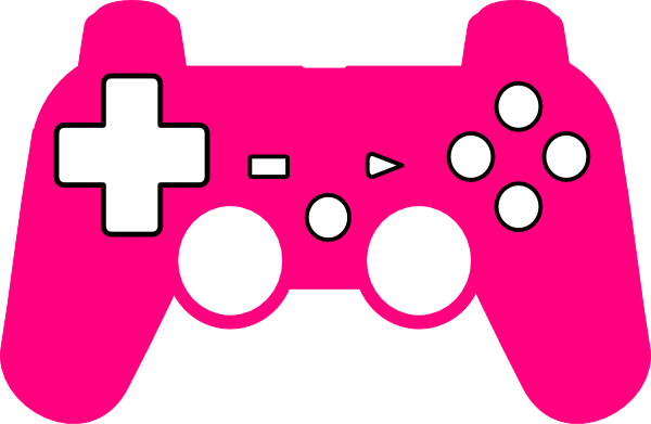 Video Game Clipart Silhouette - Pink Game Controller Clip Art (600x391), Png Download