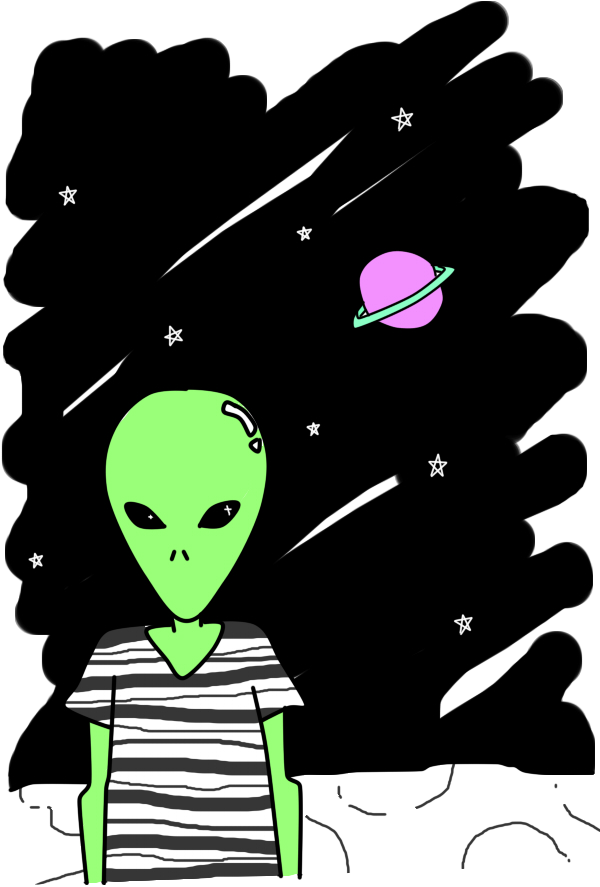 Image Free Download Cosmos Drawing Grunge - Extraterrestrial Life (600x1000), Png Download