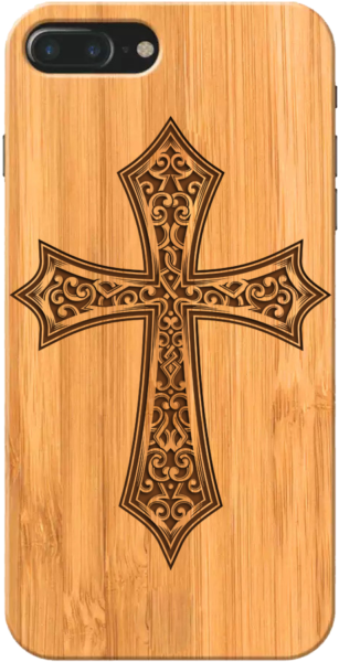 Cross-2 Wooden Phone Case - Brush Distressed Mandala Cross Laser Engraved And Uv (600x600), Png Download