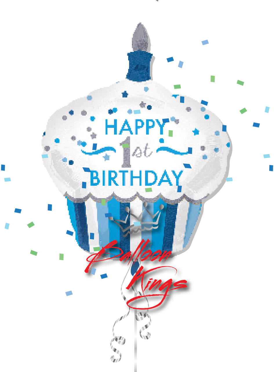 1st Birthday Cupcake Boy - 36" 1st Birthday Cupcake Boy Balloon - Mylar Balloons (1280x1280), Png Download